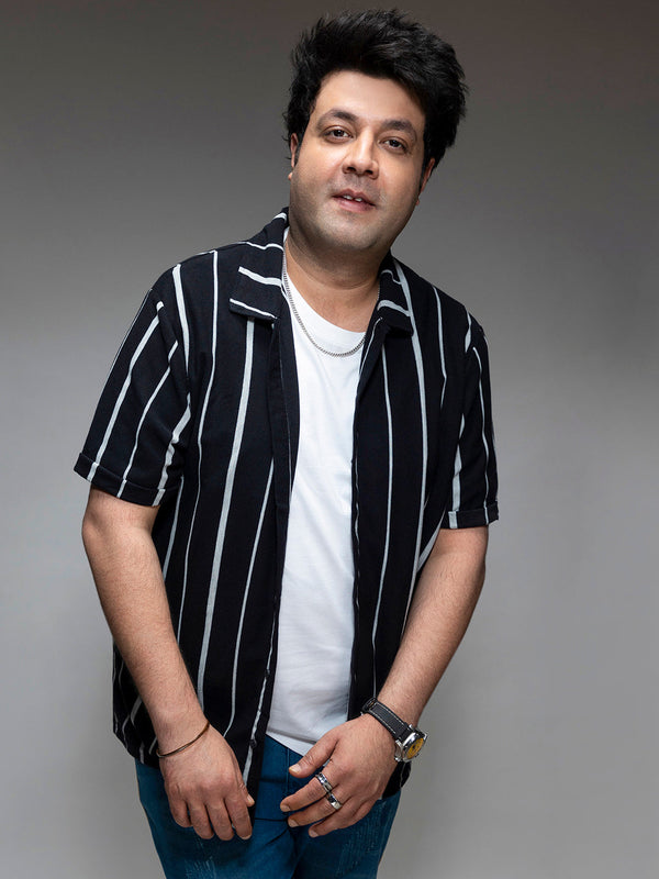 Black Striped Casual Shirt - Shop authentic Indian Men's Fashion by Instafab Plus