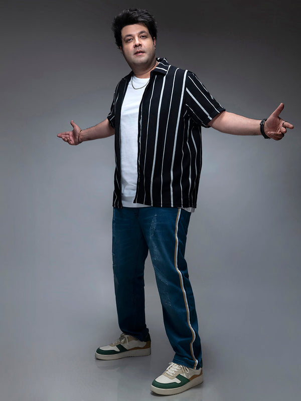 Black Striped Casual Shirt - Shop authentic Indian Men's Fashion by Instafab Plus