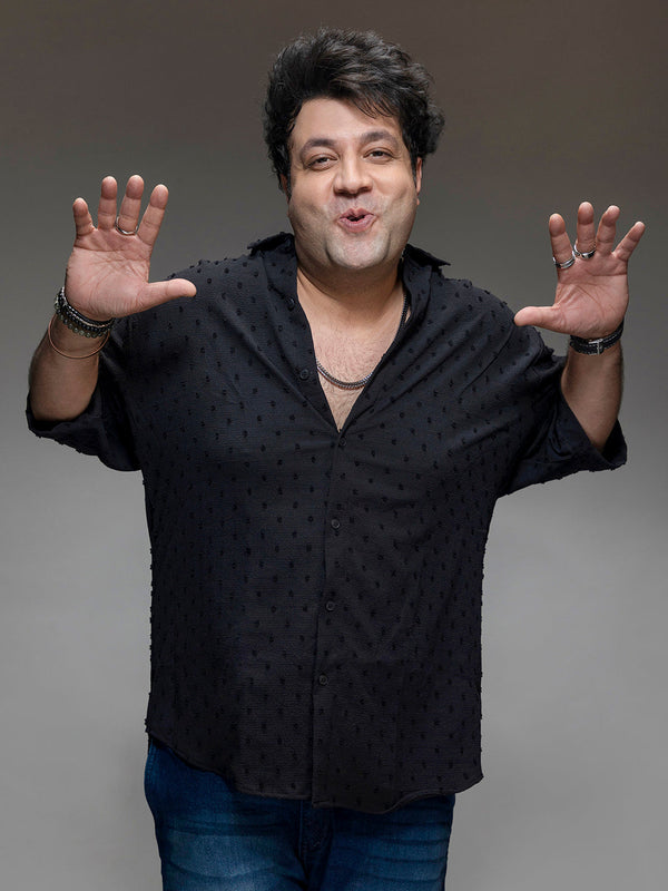 Black Textured Casual Shirt - Shop authentic Indian Men's Fashion by Instafab Plus