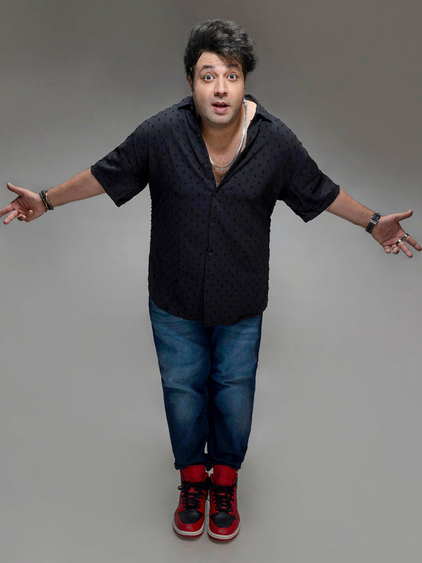 Black Textured Casual Shirt - Shop authentic Indian Men's Fashion by Instafab Plus