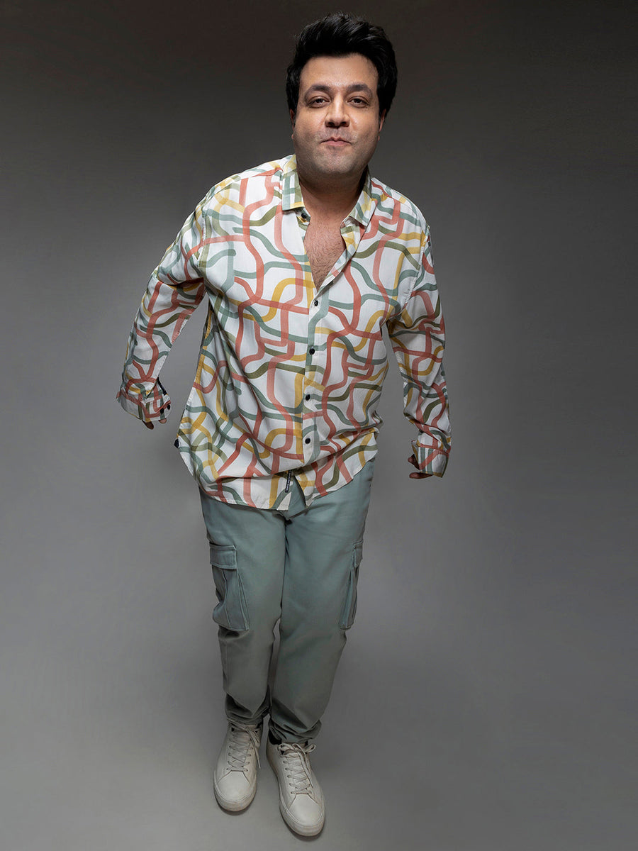 Multicolour Flowing Vines Shirt - Shop authentic Indian Men's Fashion by Instafab Plus