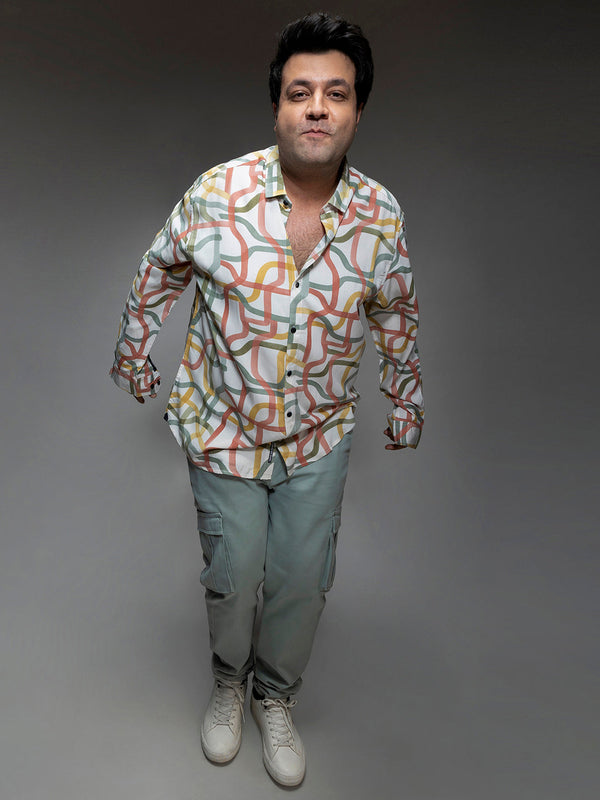 Multicolour Flowing Vines Shirt - Shop authentic Indian Men's Fashion by Instafab Plus