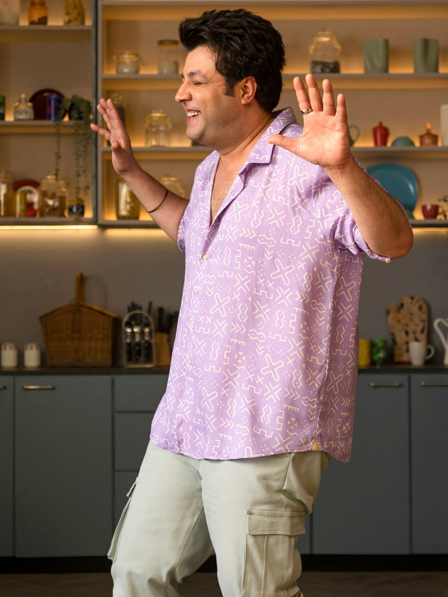 Lavender Minimal Aztec Shirt - Shop authentic Indian Men's Fashion by Instafab Plus