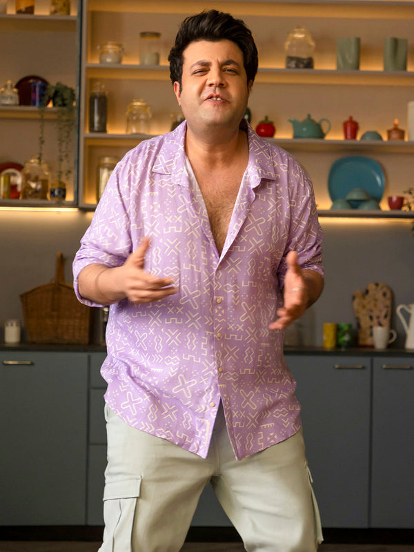 Lavender Minimal Aztec Shirt - Shop authentic Indian Men's Fashion by Instafab Plus