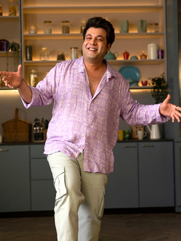 Lavender Minimal Aztec Shirt - Shop authentic Indian Men's Fashion by Instafab Plus