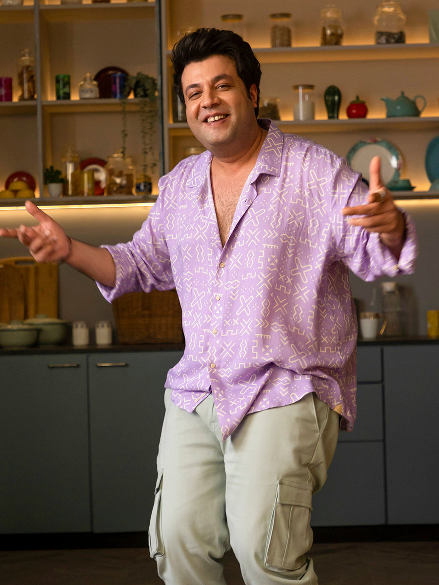 Lavender Minimal Aztec Shirt - Shop authentic Indian Men's Fashion by Instafab Plus