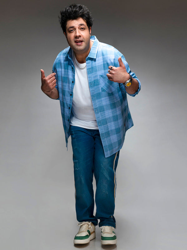 Cotton Blue Checks Shirt
