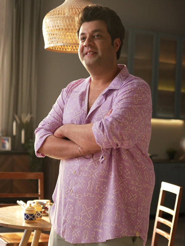 Lavender Minimal Aztec Shirt - Shop authentic Indian Men's Fashion by Instafab Plus