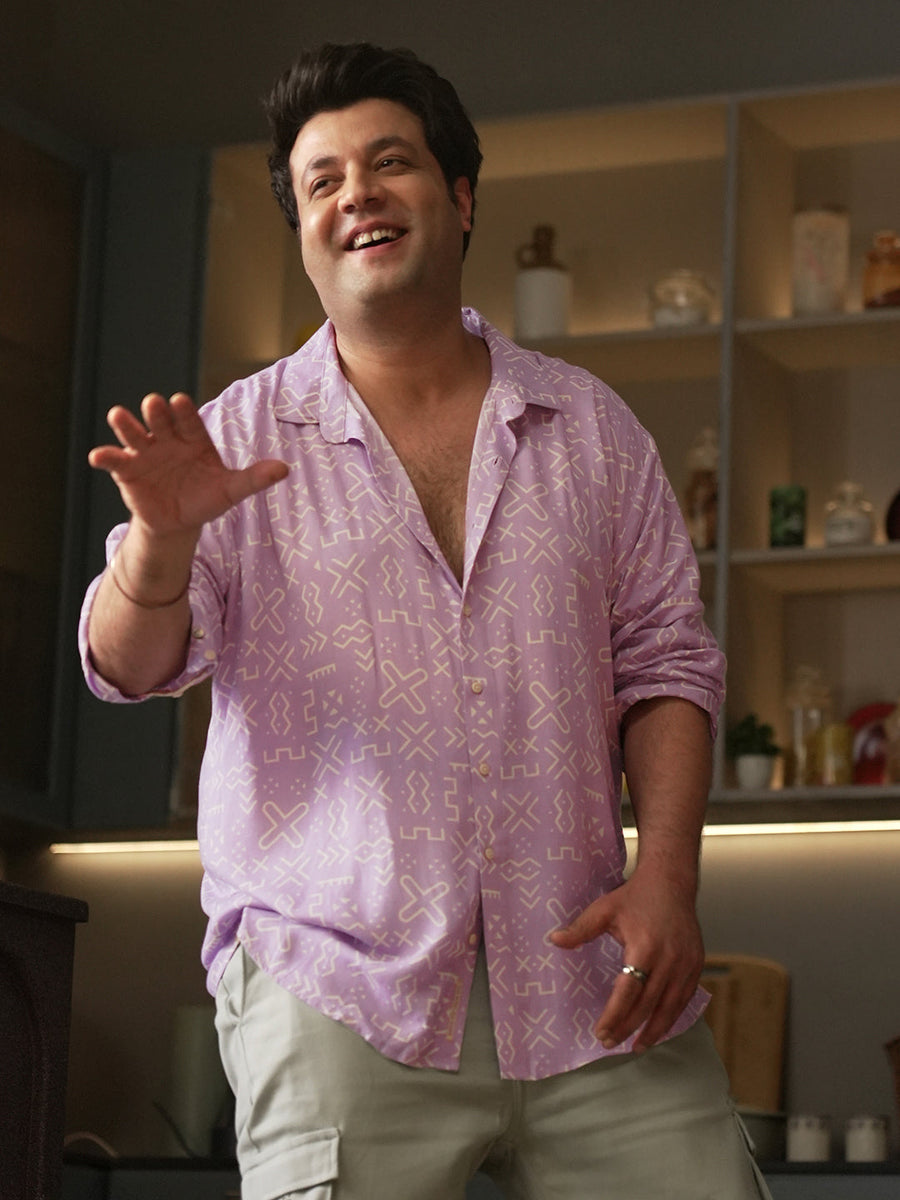 Lavender Minimal Aztec Shirt - Shop authentic Indian Men's Fashion by Instafab Plus