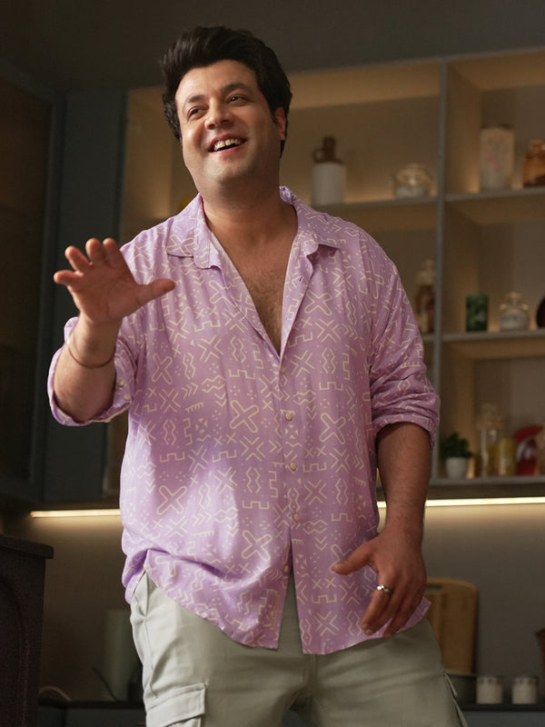 Lavender Minimal Aztec Shirt - Shop authentic Indian Men's Fashion by Instafab Plus