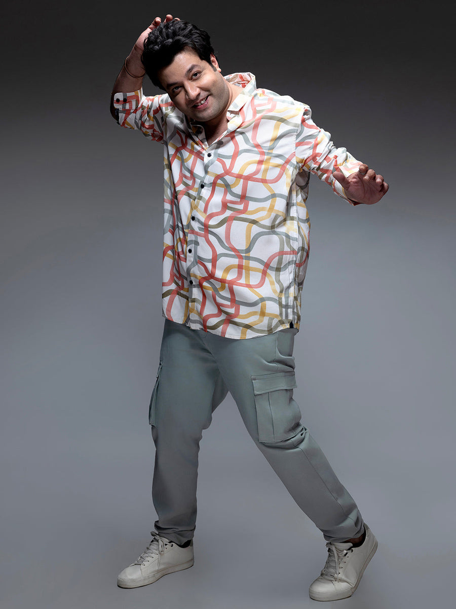 Multicolour Flowing Vines Shirt - Shop authentic Indian Men's Fashion by Instafab Plus