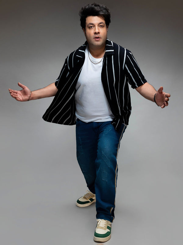 Black Striped Casual Shirt - Shop authentic Indian Men's Fashion by Instafab Plus