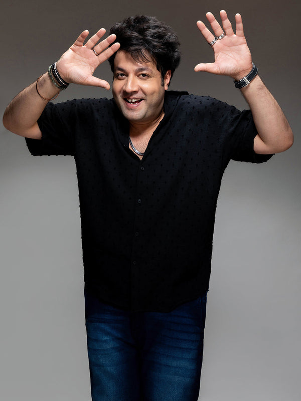 Black Textured Casual Shirt - Shop authentic Indian Men's Fashion by Instafab Plus