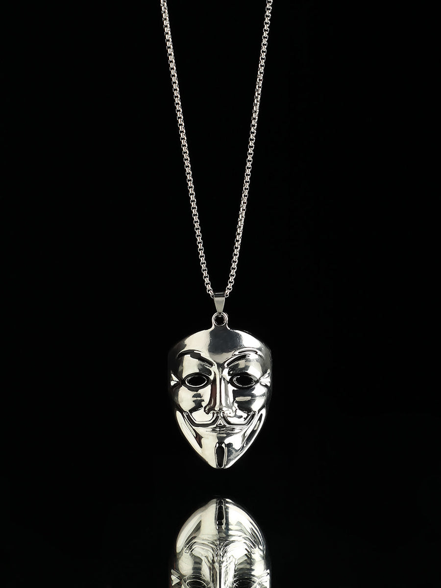 Men's V For Vendetta Pendant Necklace - Silver - Shop authentic Indian Men's Fashion by French Accent