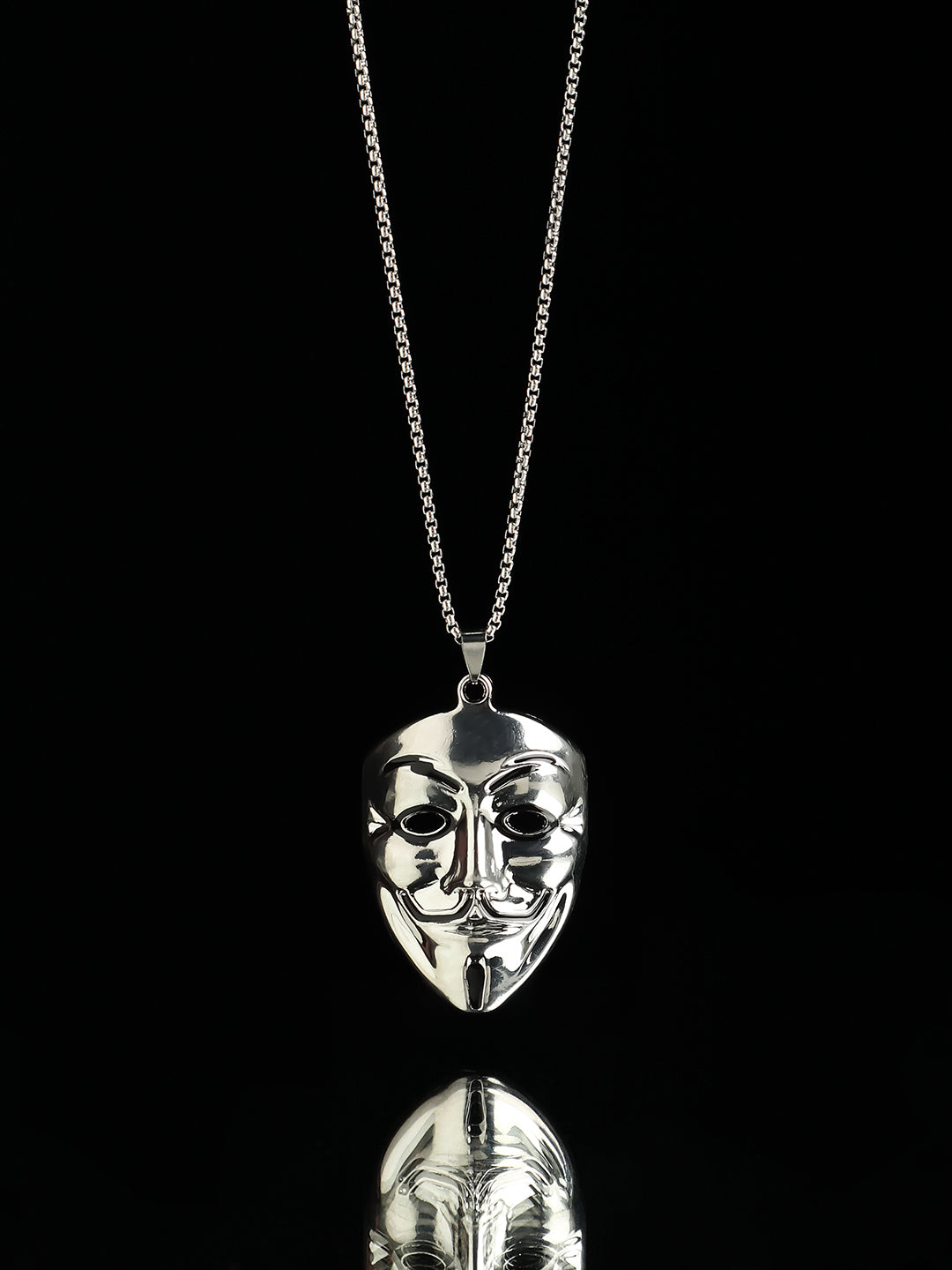 Men's V For Vendetta Pendant Necklace - Silver - Shop authentic Indian Men's Fashion by French Accent