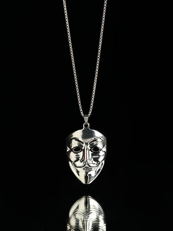 Men's V For Vendetta Pendant Necklace - Silver - Shop authentic Indian Men's Fashion by French Accent
