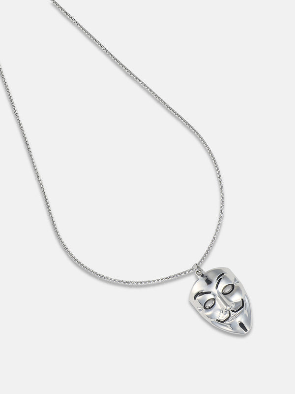 Men's V For Vendetta Pendant Necklace - Silver - Shop authentic Indian Men's Fashion by French Accent