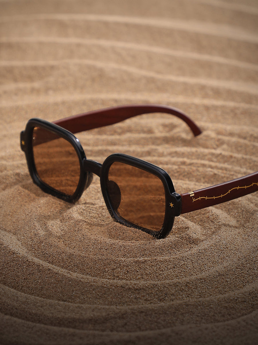 Men's Full Rim Rectangular Sunglasses - Brown - Shop authentic Indian Men's Fashion by French Accent