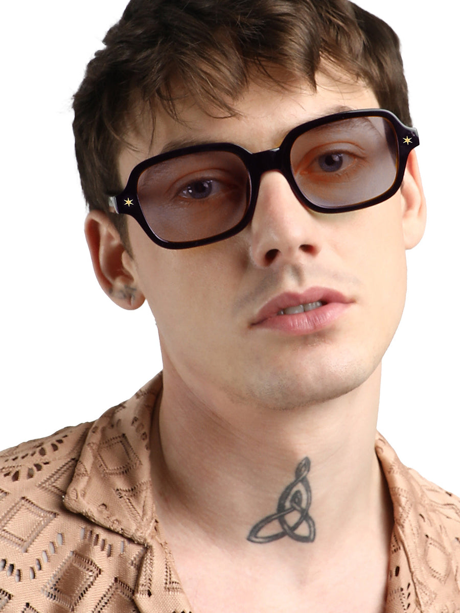 Men's Full Rim Rectangular Sunglasses - Brown - Shop authentic Indian Men's Fashion by French Accent
