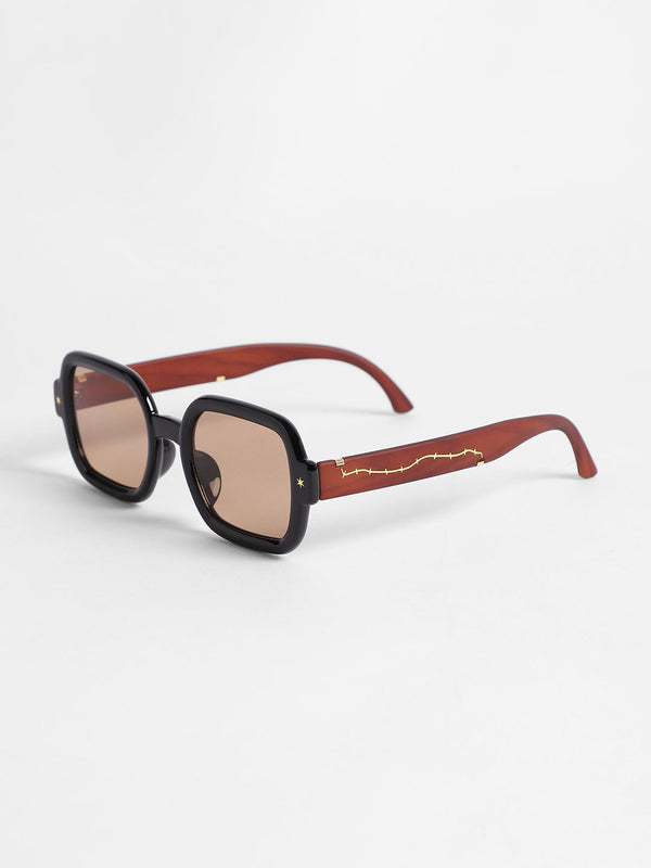 Men's Full Rim Rectangular Sunglasses - Brown - Shop authentic Indian Men's Fashion by French Accent