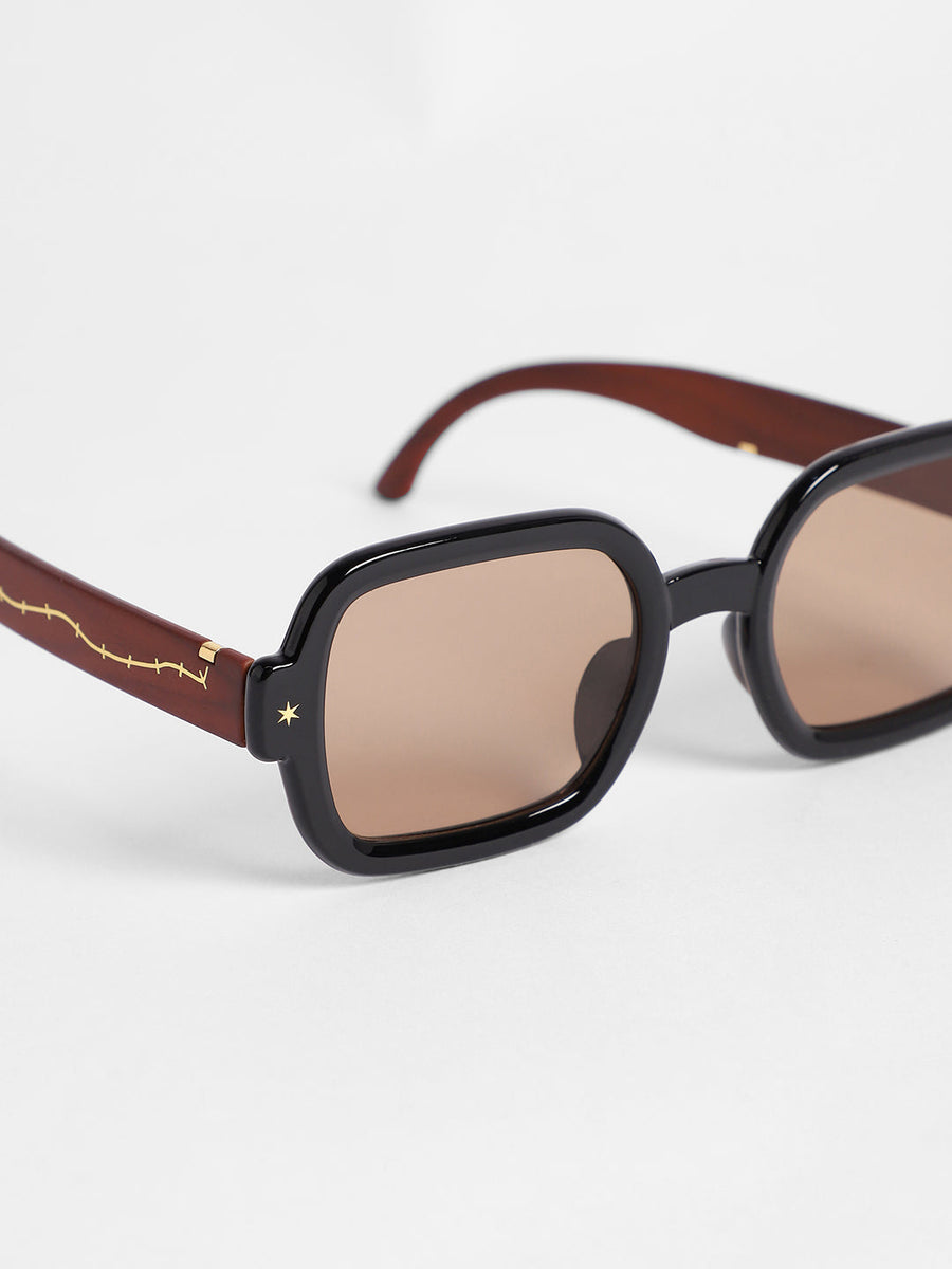 Men's Full Rim Rectangular Sunglasses - Brown - Shop authentic Indian Men's Fashion by French Accent