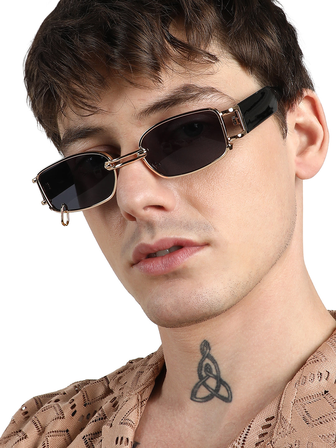 Men's Full Rim Rectangular Sunglasses - Black - Shop authentic Indian Men's Fashion by French Accent