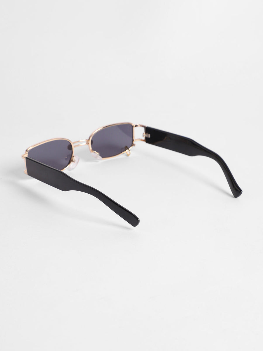 Men's Full Rim Rectangular Sunglasses - Black - Shop authentic Indian Men's Fashion by French Accent