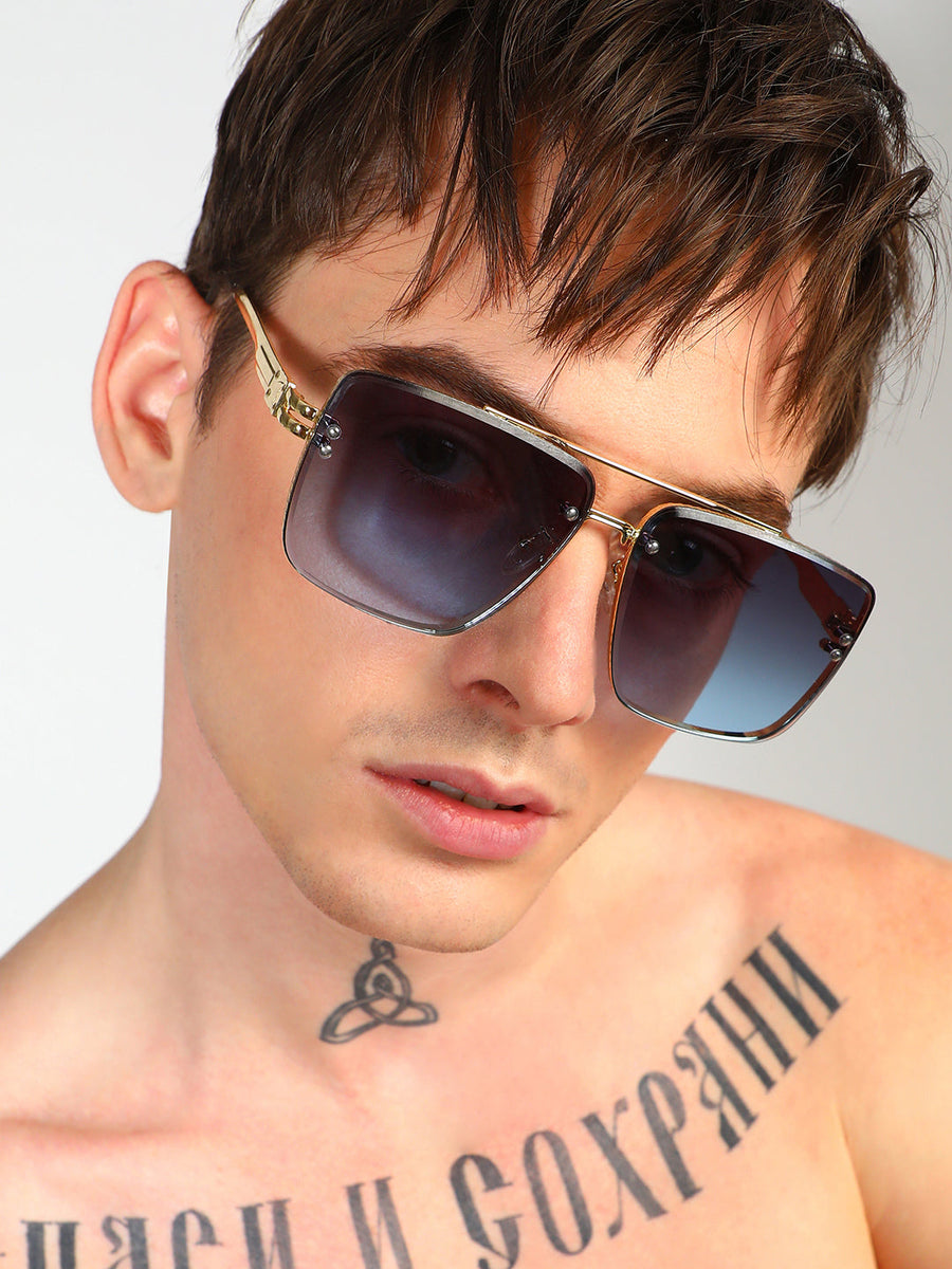 Men's Gradient Aviator Sunglasses - Blue - Shop authentic Indian Men's Fashion by French Accent