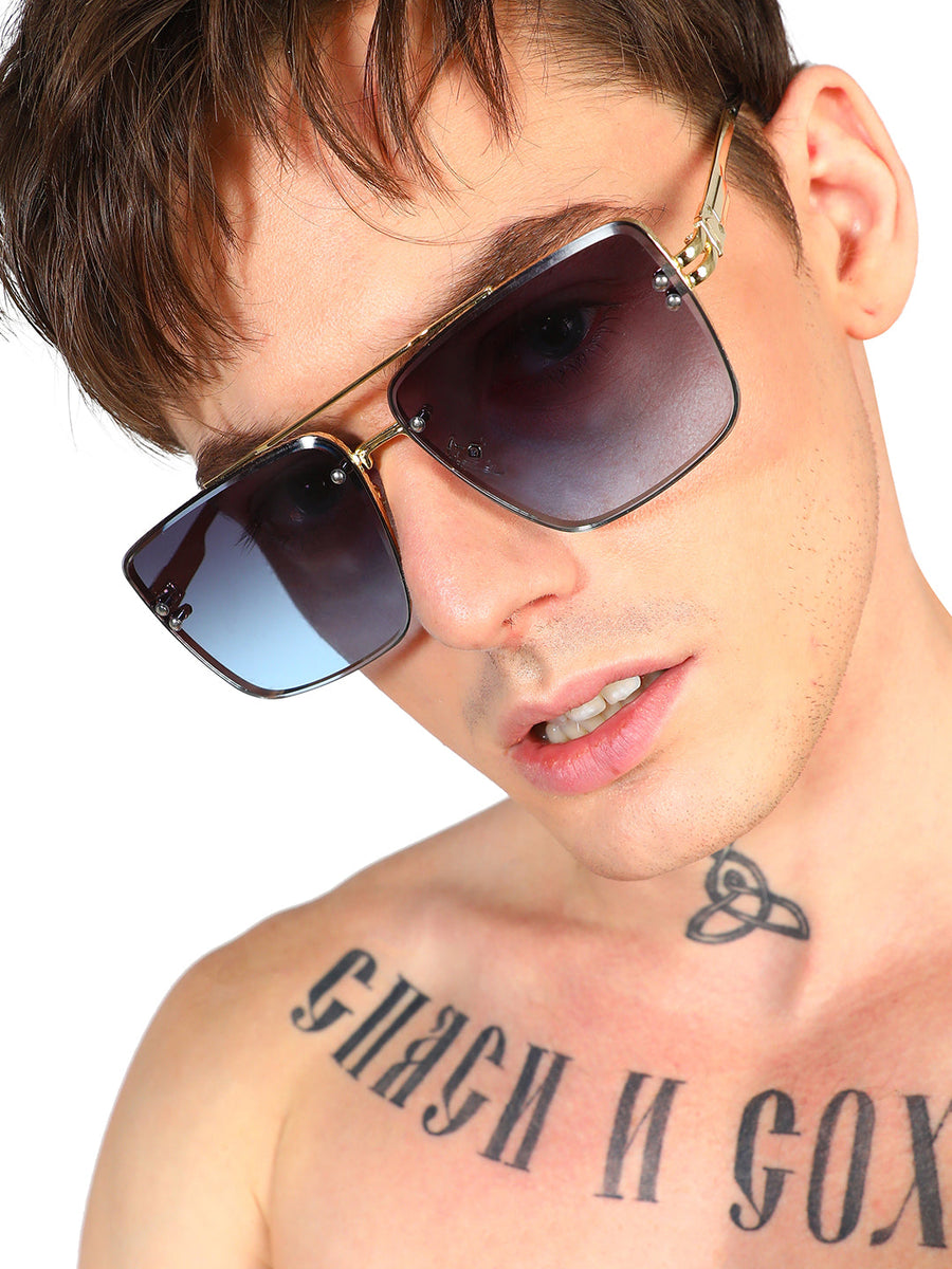 Men's Gradient Aviator Sunglasses - Blue - Shop authentic Indian Men's Fashion by French Accent