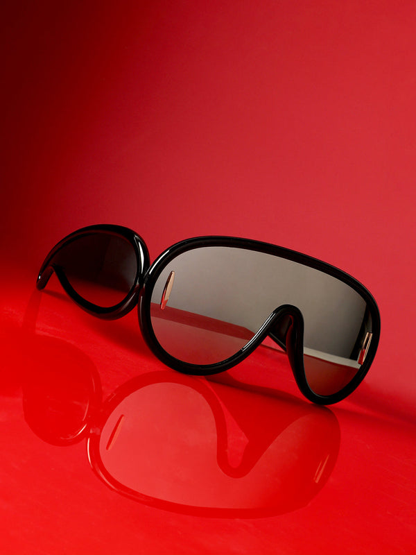 Men's Metallic Oversized Sunglases - Black - Shop authentic Indian Men's Fashion by French Accent