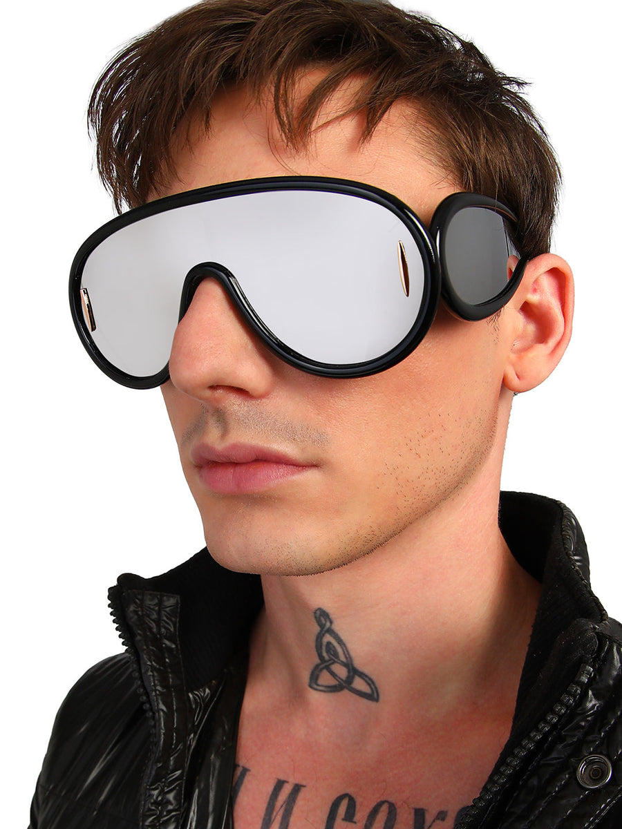 Men's Metallic Oversized Sunglases - Black - Shop authentic Indian Men's Fashion by French Accent