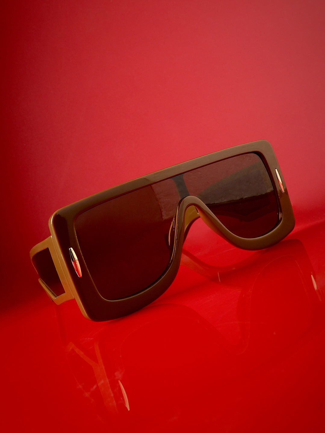 Men's Futuristic Oversized Sunglasses - Brown - Shop authentic Indian Men's Fashion by French Accent