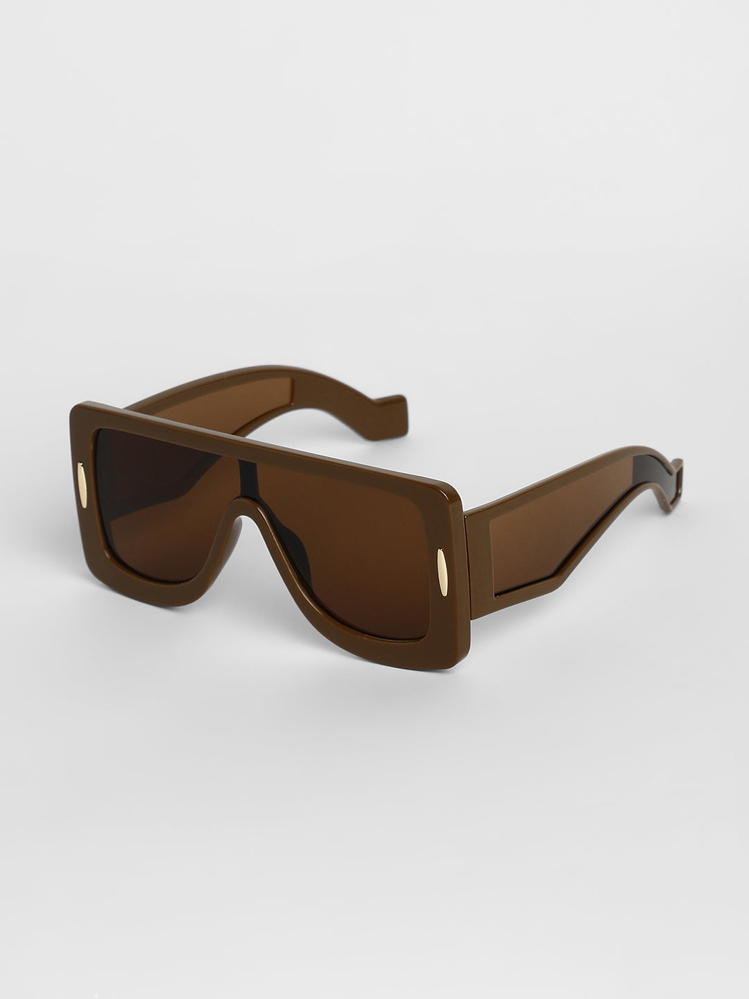 Men's Futuristic Oversized Sunglasses - Brown - Shop authentic Indian Men's Fashion by French Accent
