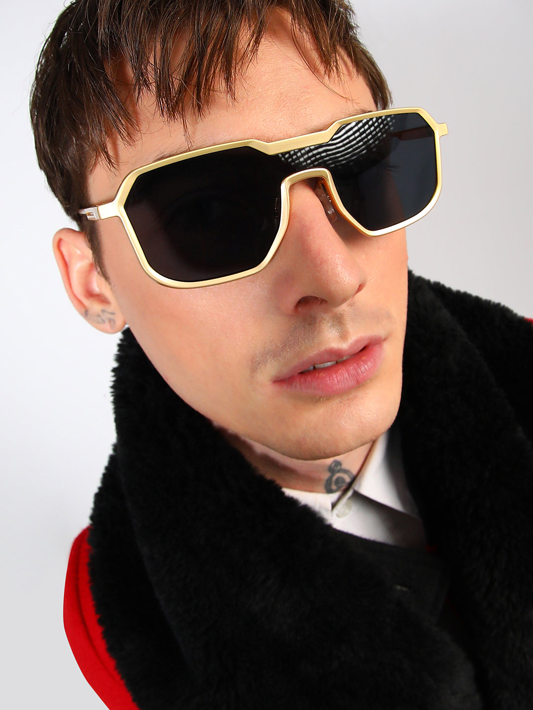 Men's Block Rectangular Sunglasses - Gold - Shop authentic Indian Men's Fashion by French Accent
