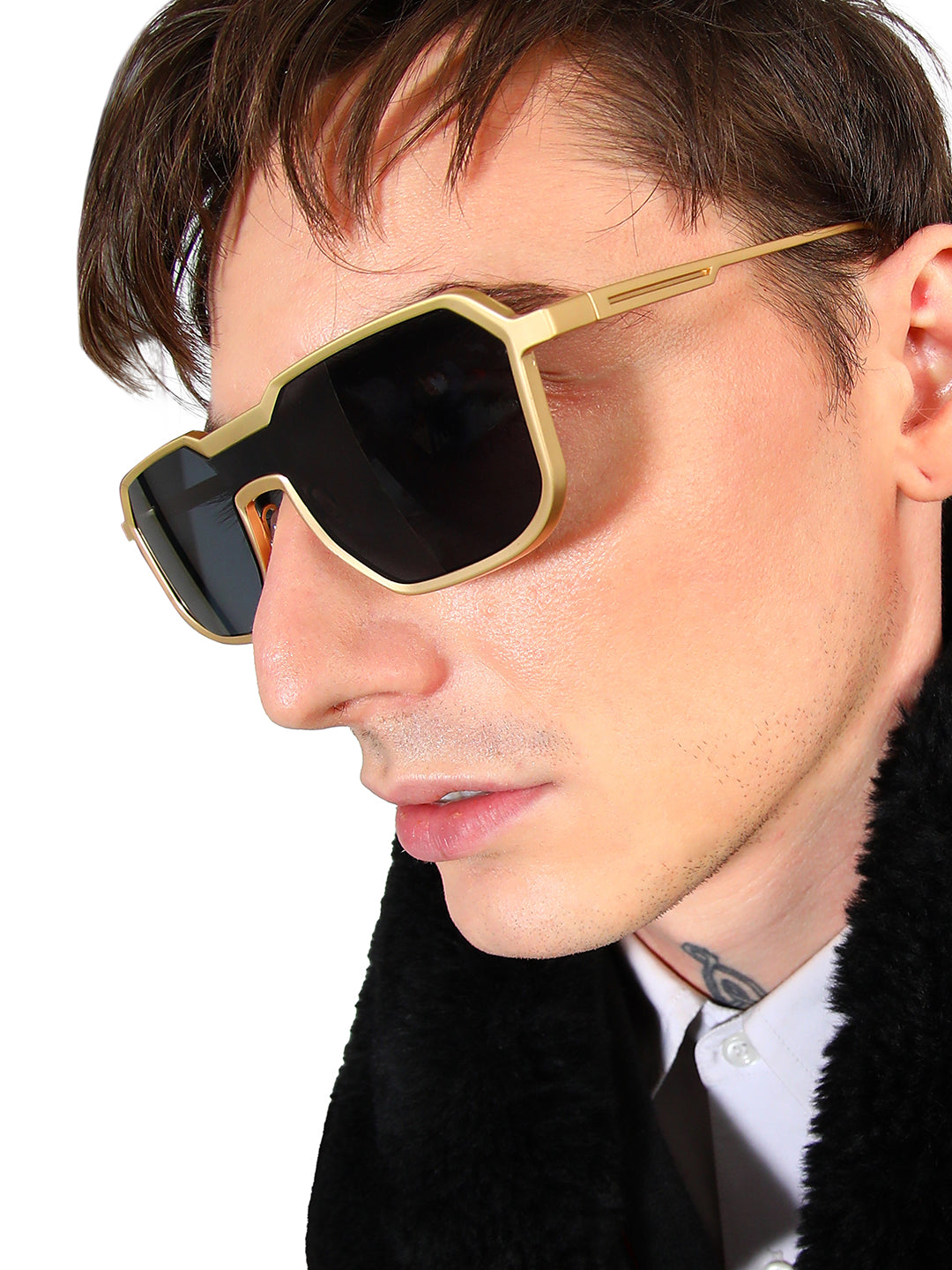 Men's Block Rectangular Sunglasses - Gold - Shop authentic Indian Men's Fashion by French Accent