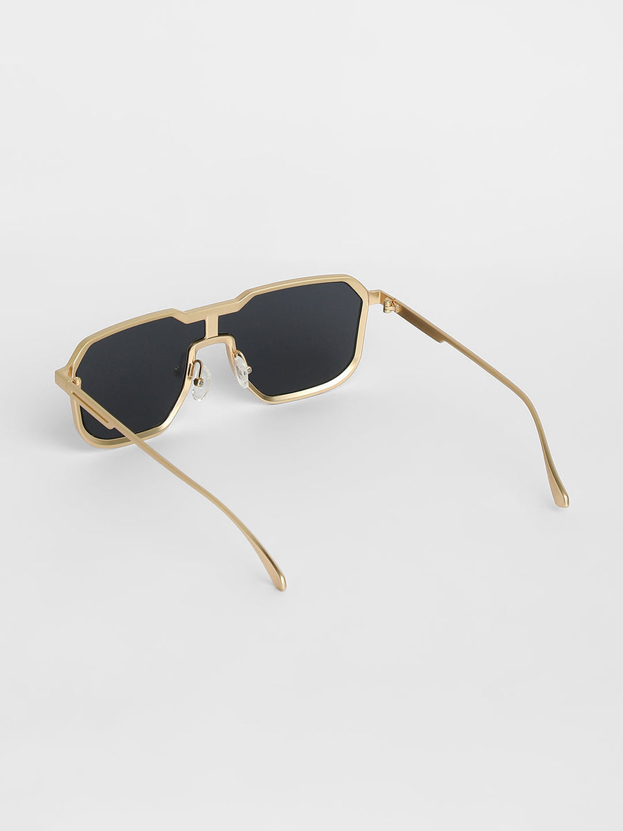 Men's Block Rectangular Sunglasses - Gold - Shop authentic Indian Men's Fashion by French Accent