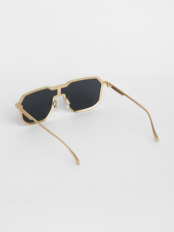 Men's Block Rectangular Sunglasses - Gold - Shop authentic Indian Men's Fashion by French Accent