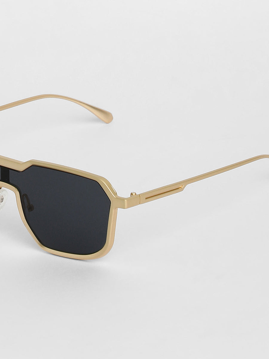 Men's Block Rectangular Sunglasses - Gold - Shop authentic Indian Men's Fashion by French Accent