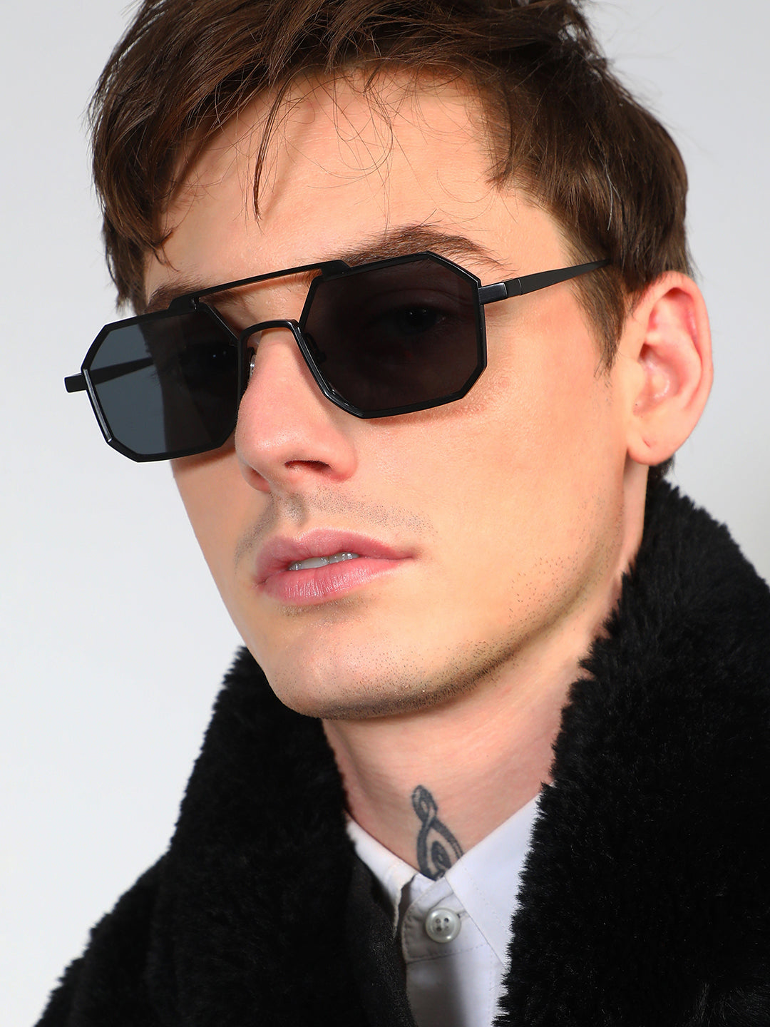 Men's Retro Aviator Sunglasses - Black - Shop authentic Indian Men's Fashion by French Accent