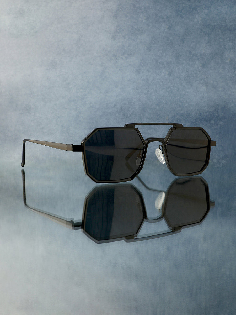 Men's Retro Aviator Sunglasses - Black - Shop authentic Indian Men's Fashion by French Accent