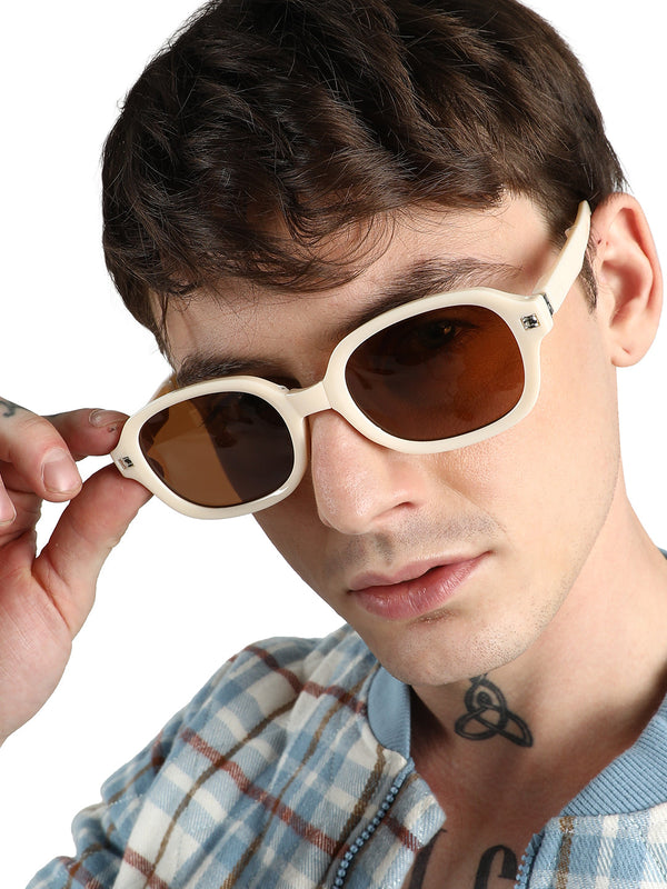 Men Foldable Rectangular Sunglasses - White - Shop authentic Indian Men's Fashion by French Accent