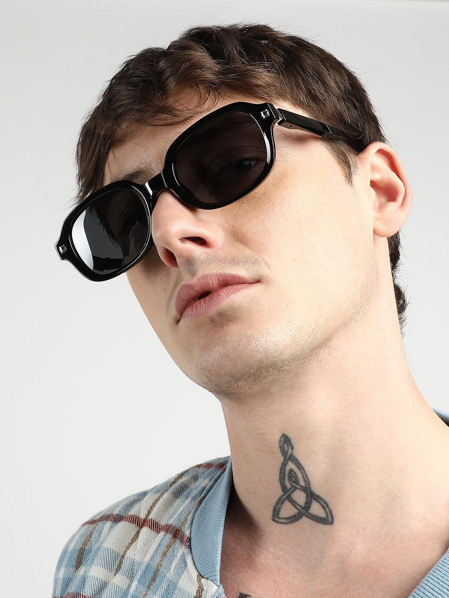Men Foldable Rectangular Sunglasses - Black - Shop authentic Indian Men's Fashion by French Accent