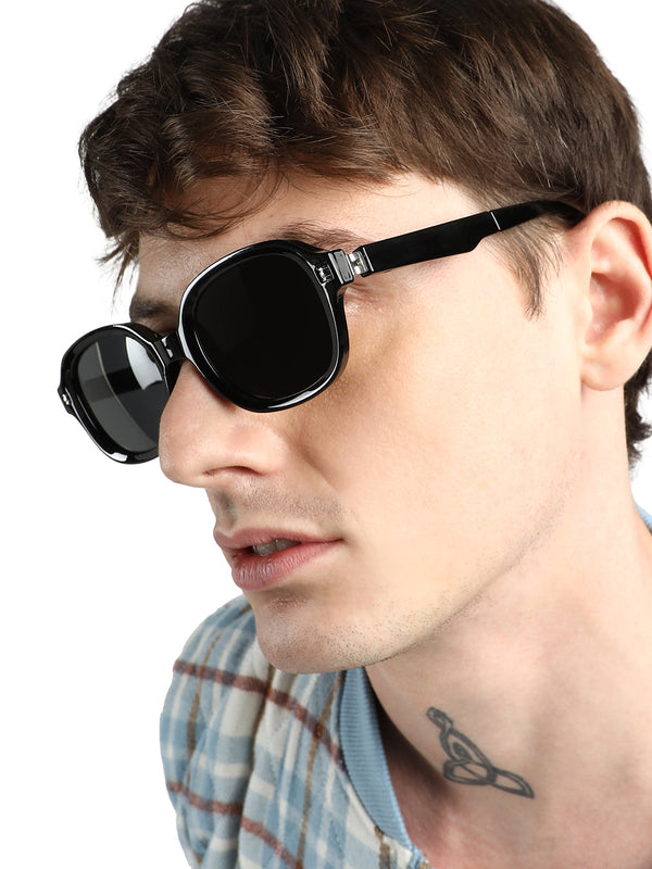 Men Foldable Rectangular Sunglasses - Black - Shop authentic Indian Men's Fashion by French Accent