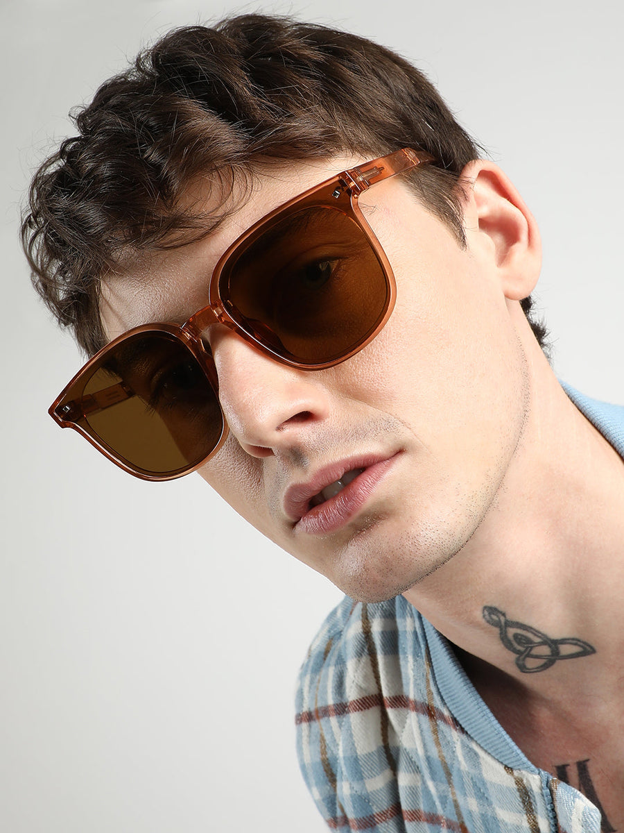 Men Foldable Wayfarer Sunglasses - Brown - Shop authentic Indian Men's Fashion by French Accent