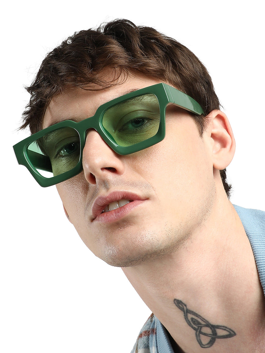Men Chunky Wayfarer Sunglasses - Green - Shop authentic Indian Men's Fashion by French Accent