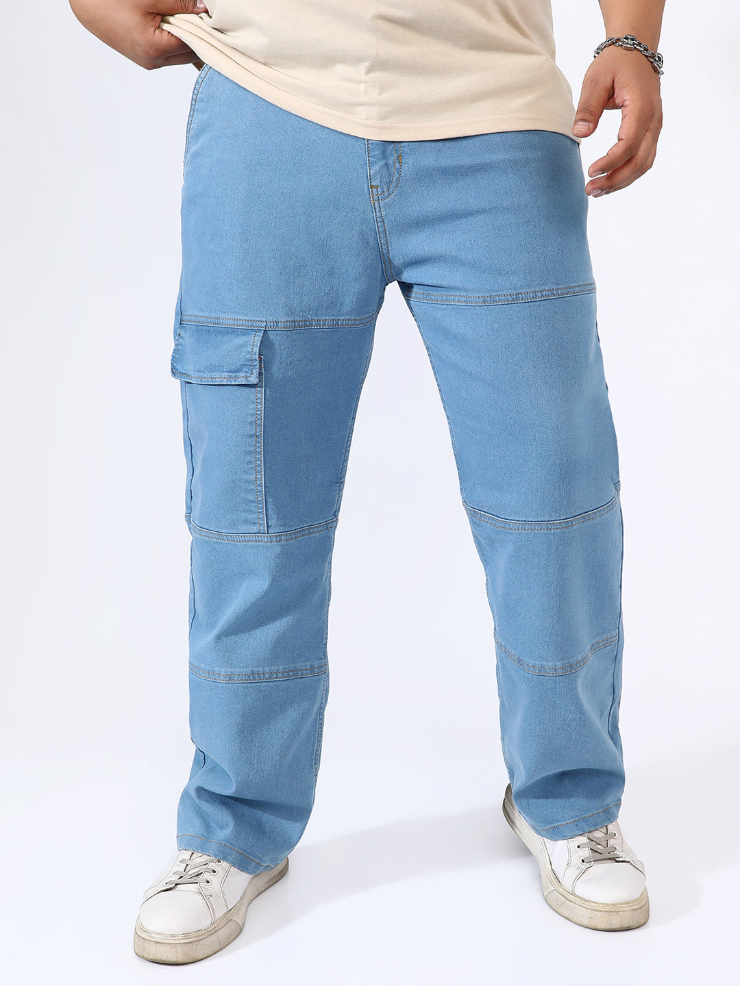 Panel Patch Pocket Denim Jeans Instafab Plus - Shop authentic Indian Men's Fashion by Instafab Plus