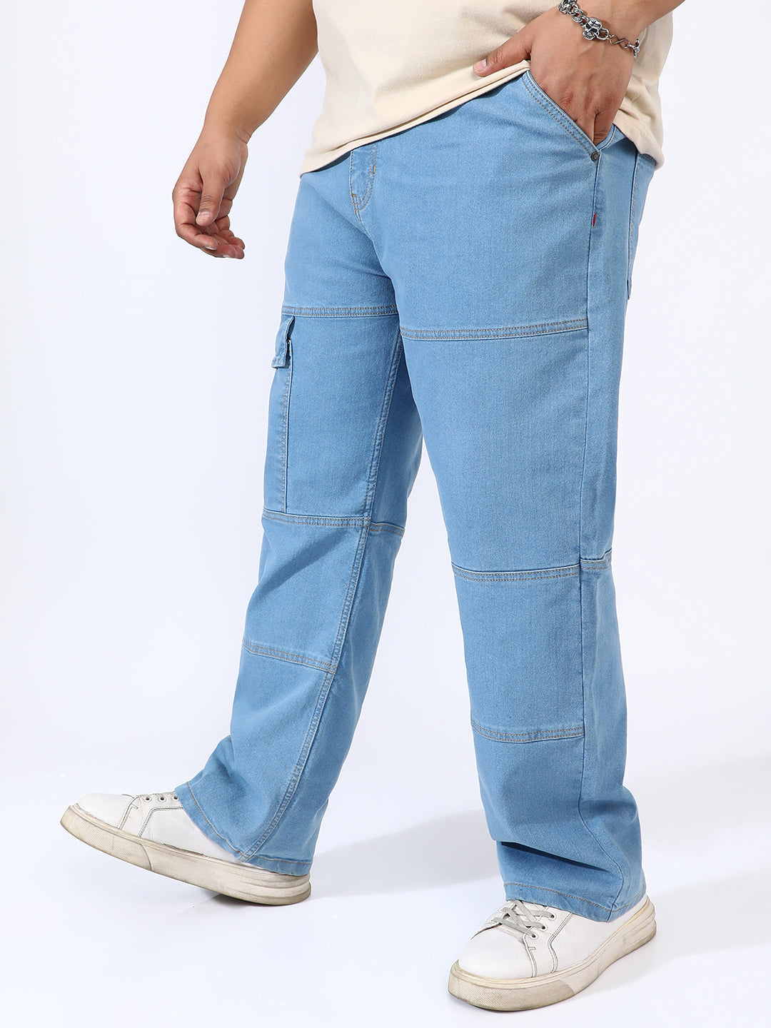 Panel Patch Pocket Denim Jeans Instafab Plus - Shop authentic Indian Men's Fashion by Instafab Plus