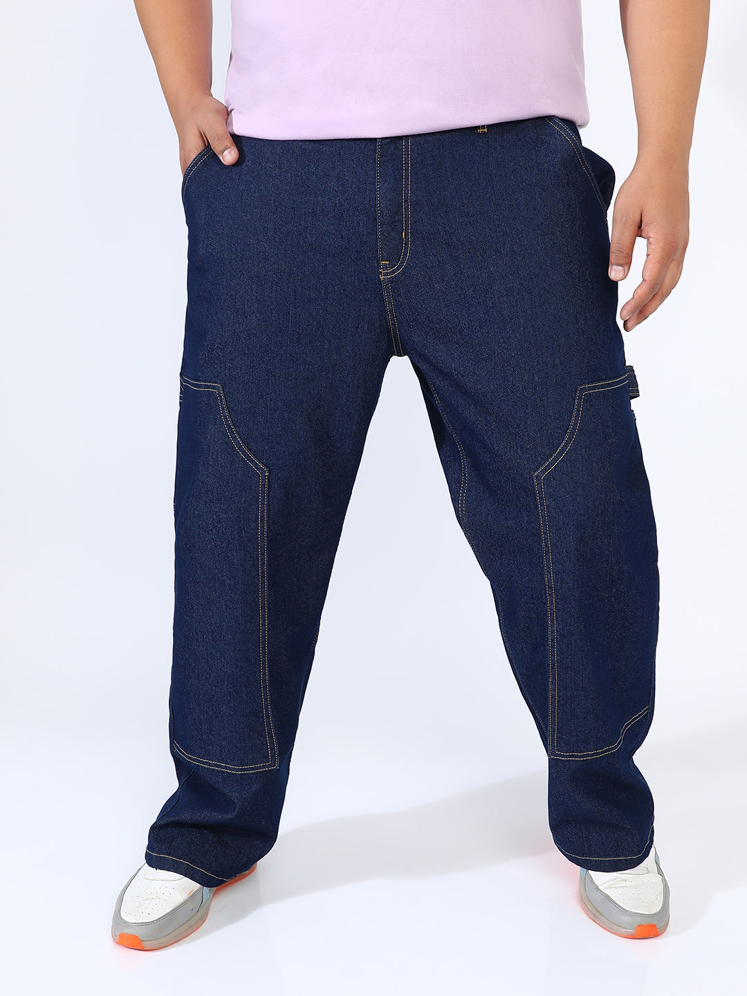 Paneled Patch Pocket Denim Jeans Instafab Plus - Shop authentic Indian Men's Fashion by Instafab Plus