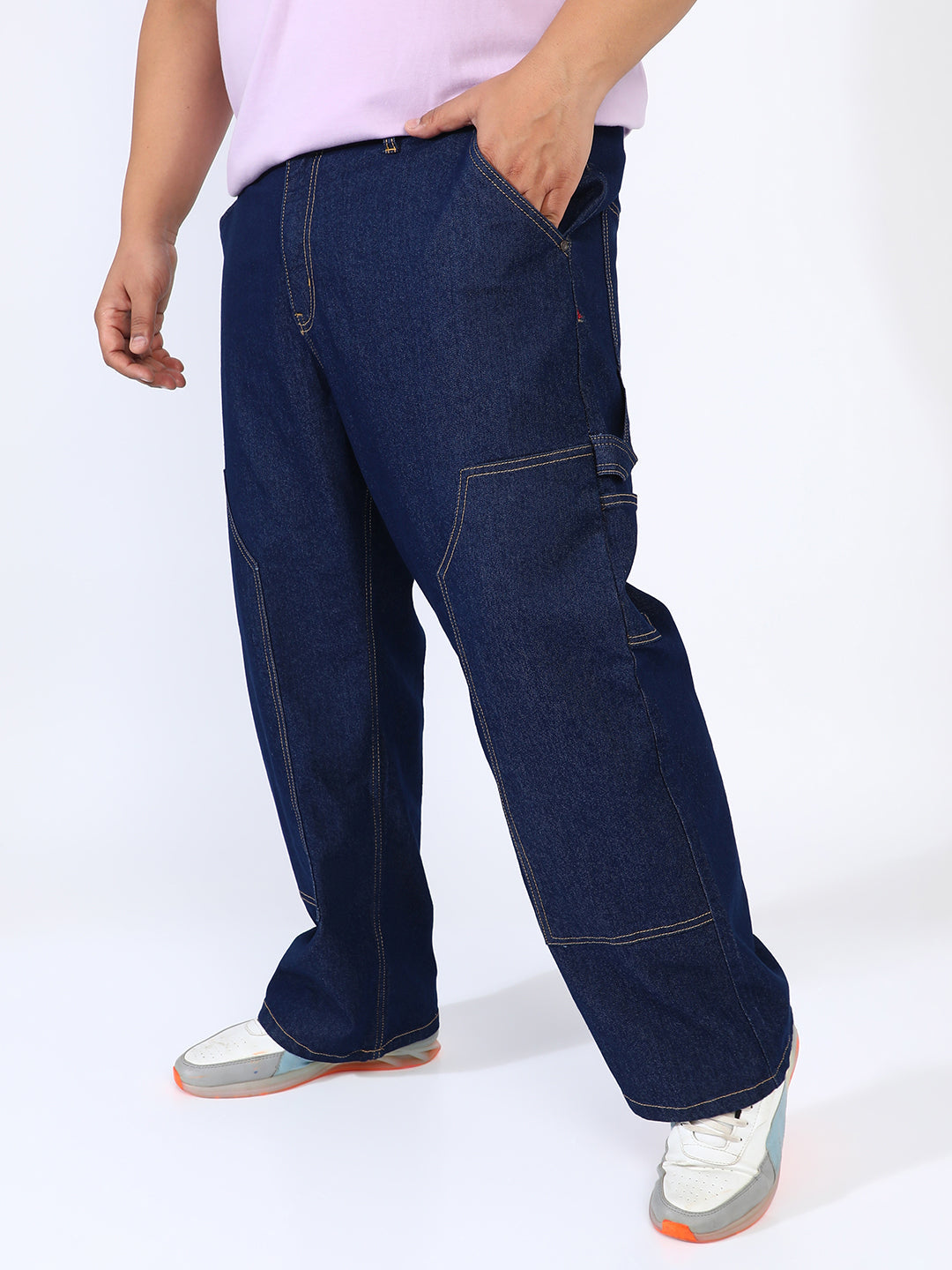 Paneled Patch Pocket Denim Jeans Instafab Plus - Shop authentic Indian Men's Fashion by Instafab Plus