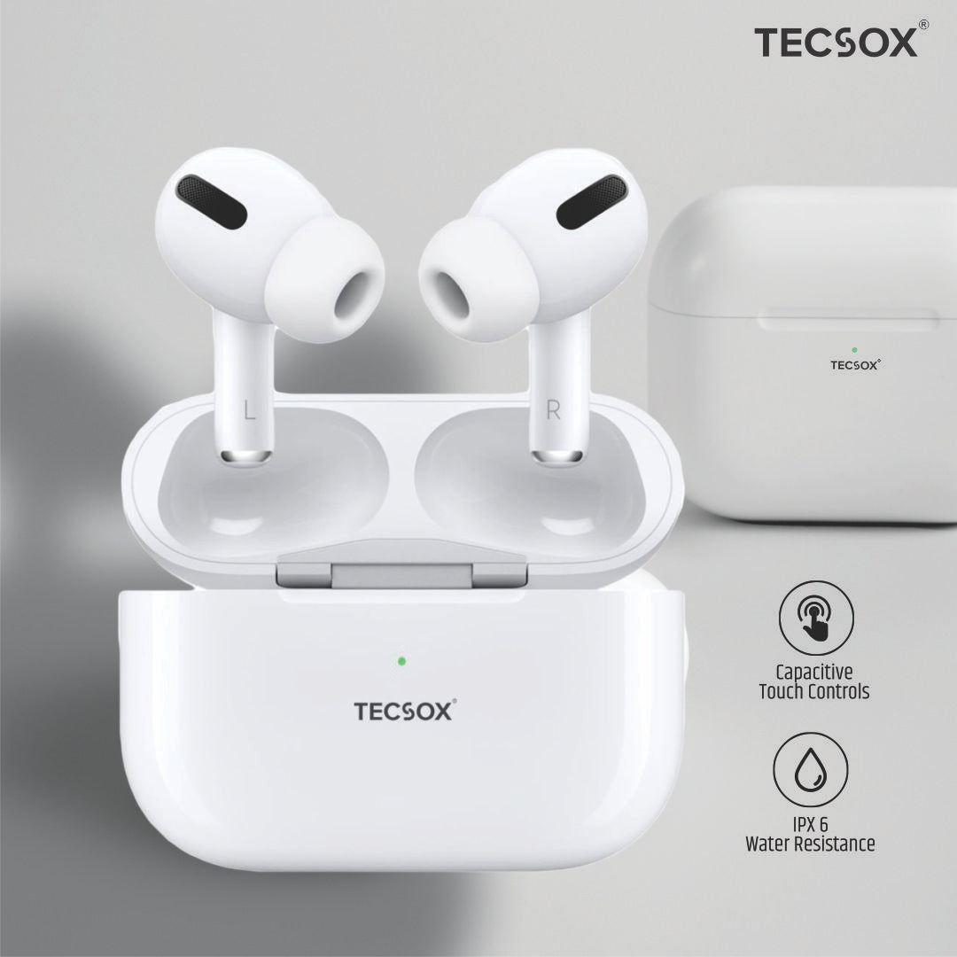 TecPod Pro Earbuds 30Hr Playtime V Bluetooth Earbuds Deep Bass Water Resistant Matte Black